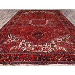10'2 "x13'8" Penn Rot Hand geknüpft alle Wolle Cropped Thin Oriental Rug
