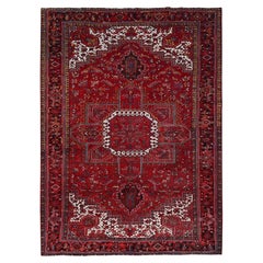 10'2 "x13'8" Penn Rot Hand geknüpft alle Wolle Cropped Thin Oriental Rug