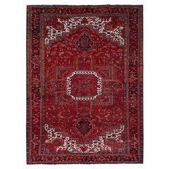 10'2"x13'8" Penn Red Hand Knotted Clean All Wool Worn Down Vintage Persian Rug