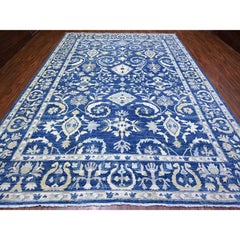 10'2"x13'8" Yale Blue, Fine Peshawar Design, Hand Knotted, Natural Wool Rug