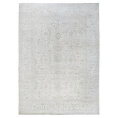 10'2"x13'9" White Wash Peshawar Vines Design Hand Knotted Pure Wool Oriental Rug
