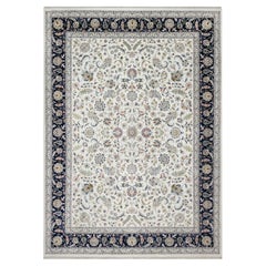 10'2 "x14' Tapis nain à fleurs en laine et soie blanc albâtre noué à la main