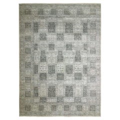 10'2 "x14' Beige Antico Giardino Persiano Design Tono su Tono Tappeto in Lana Annodato a Mano
