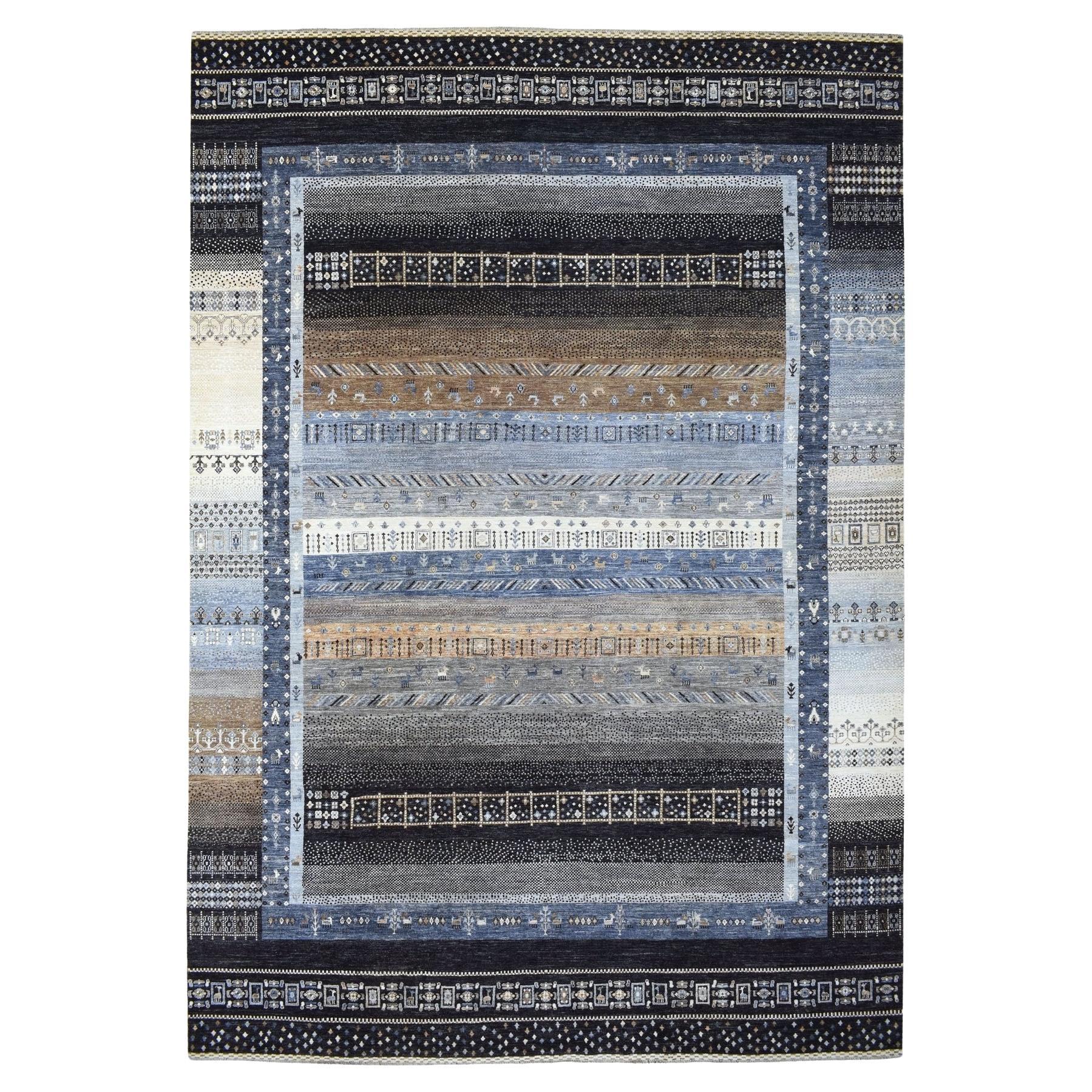 10'2 "x14'1" Hellgrauer Kashkuli Gabbeh mit lebendiger Wolle Handgeknüpft Orientalisch