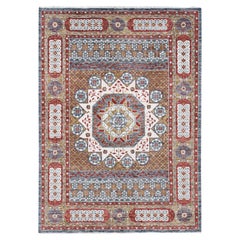 10'2"x14'2" Gold, Mamluk Design, Hand Spun New Zealand Wool Hand Knotted Rug