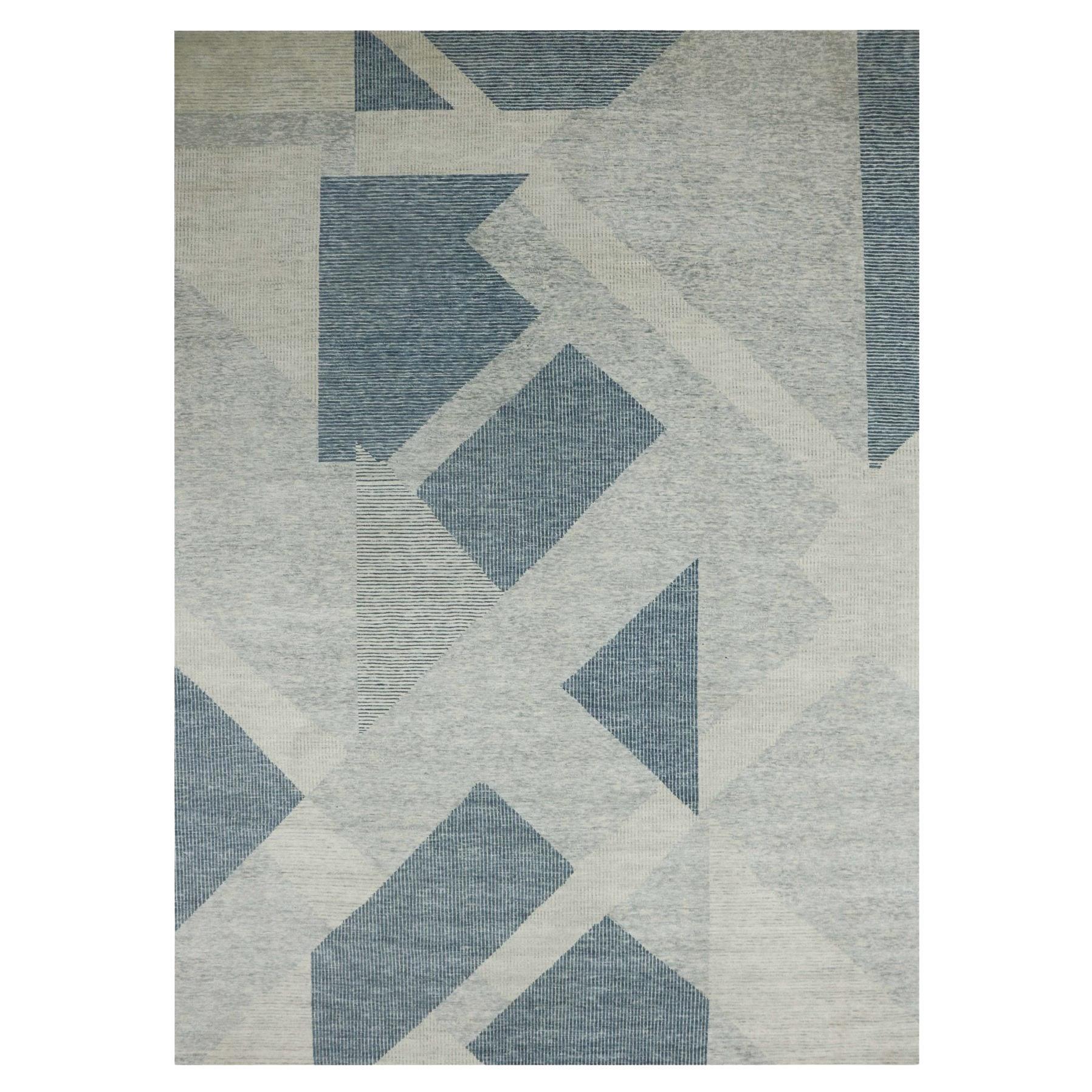 10'2 "x14'2" Stone Blue 100% Lana Annodato a mano Collection'S Rugs Orientale