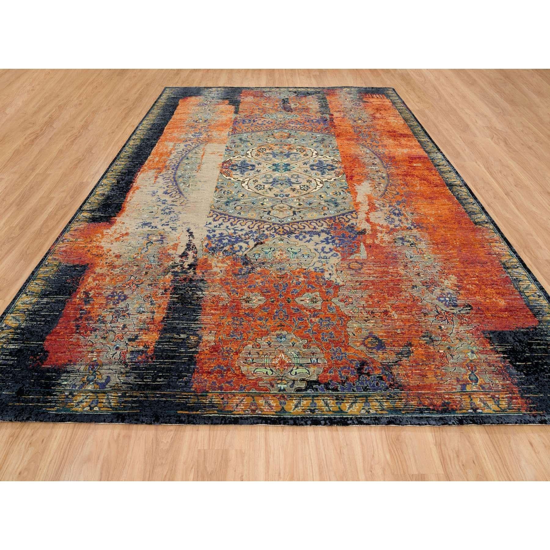 This is a truly genuine one-of-a-kind Rust Red & Black, Ancient Ottoman Erased Design, Hand Knotted Ghazni Wool, Oriental Rug. It has been Knotted for months and months in the centuries-old weaving craftsmanship techniques by expert