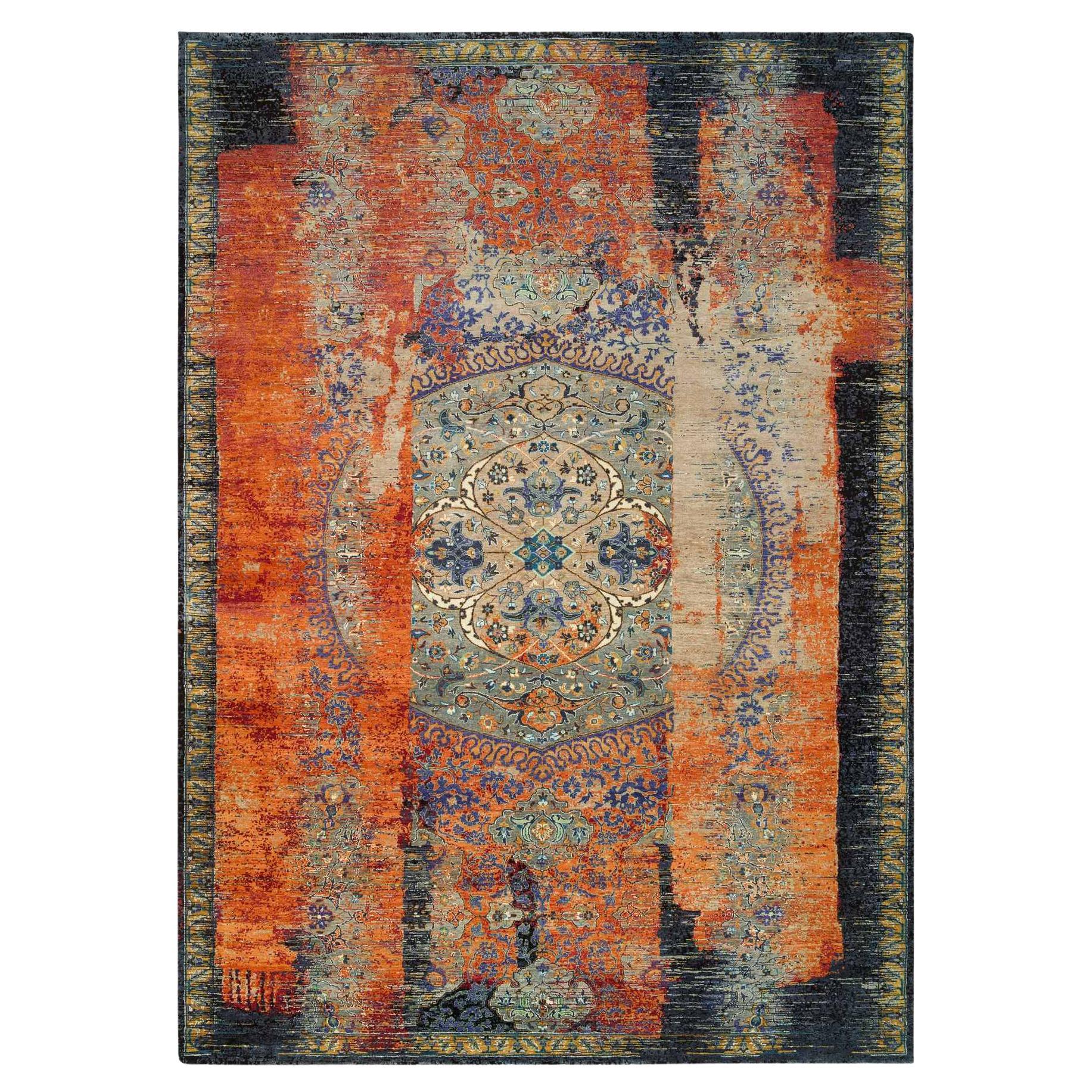 10'2"x14'3" Rust Red Ancient Ottoman Erased Design Hand Knotted Wool Rug For Sale