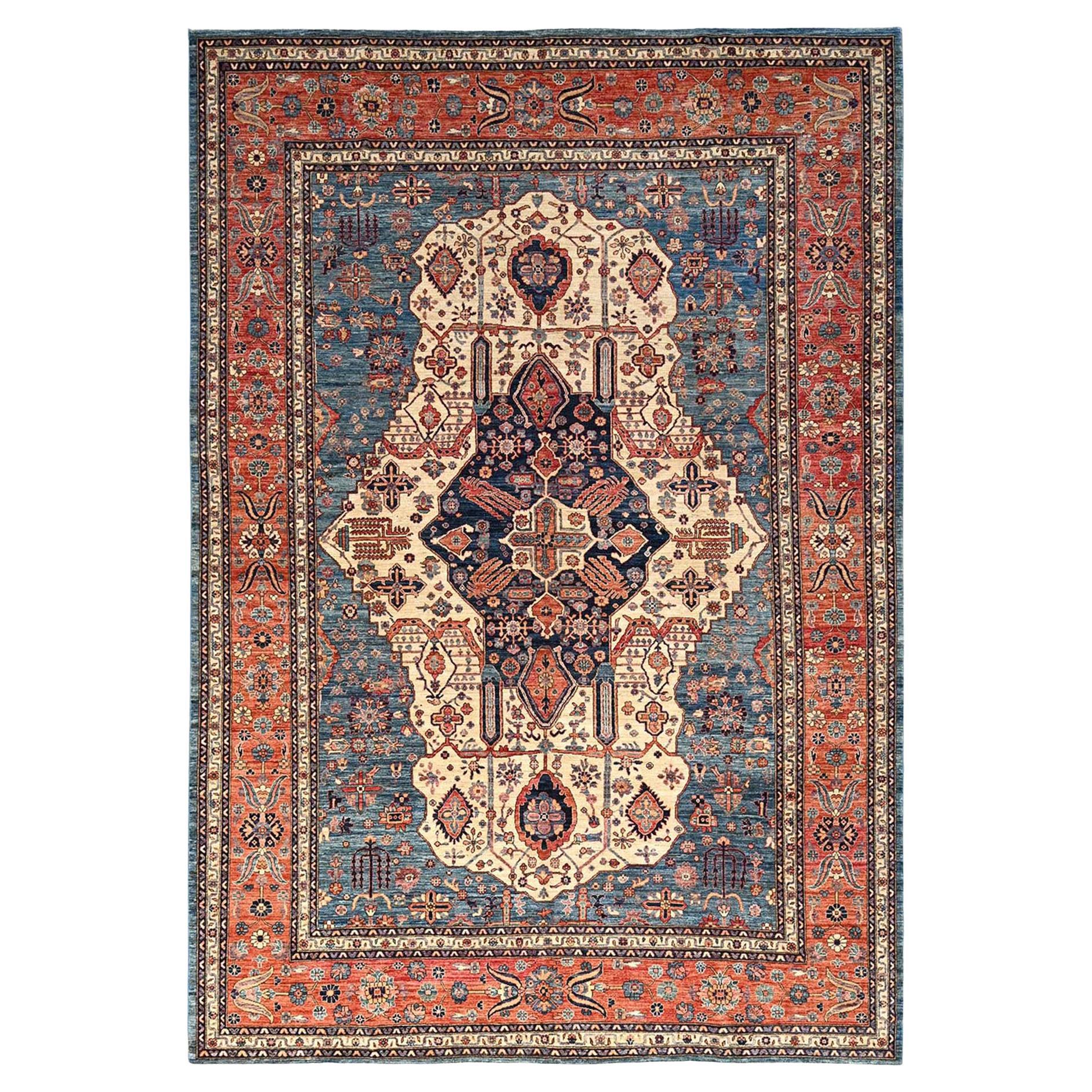 10
2 "x14
6" Blue Farahan Sarouk Farahan Design Aryana Collection Tappeto in lana annodato a mano