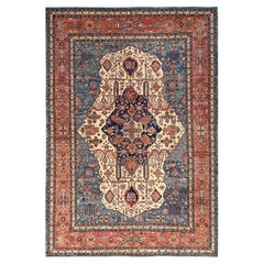 10
2"x14
6" Blue Farahan Sarouk Design Aryana Collection Hand Knotted Wool Rug