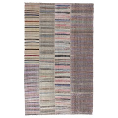 10,2x17 Ft Bunt Vintage Handgefertigter gestreifter anatolischer Kelim. Flachgewebter Rag-Teppich