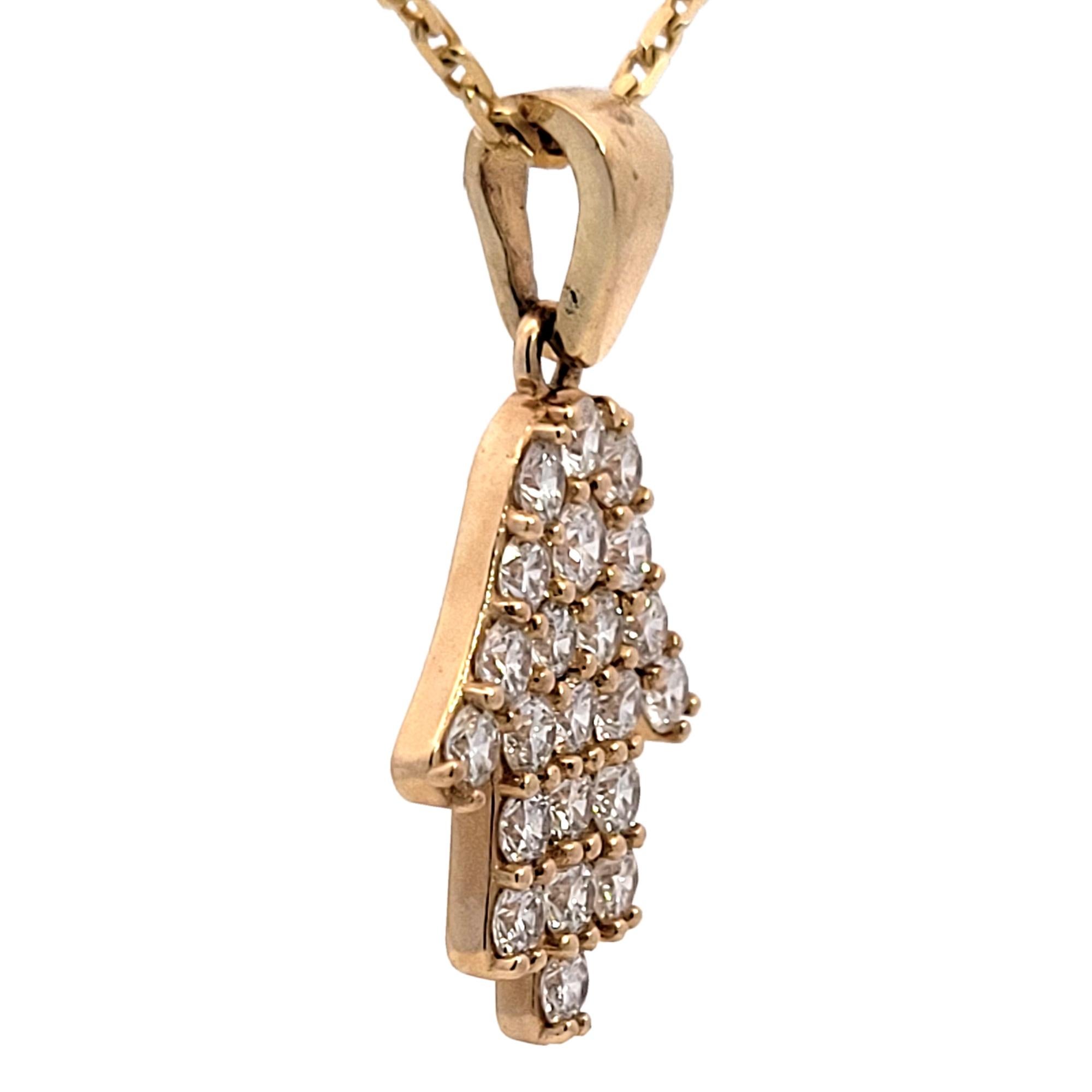Colgante Mano Hamsa Sebastian Bernard 1,03 ct 14 K Oro Amarillo Engastado Diamante Pave Corte redondo en venta