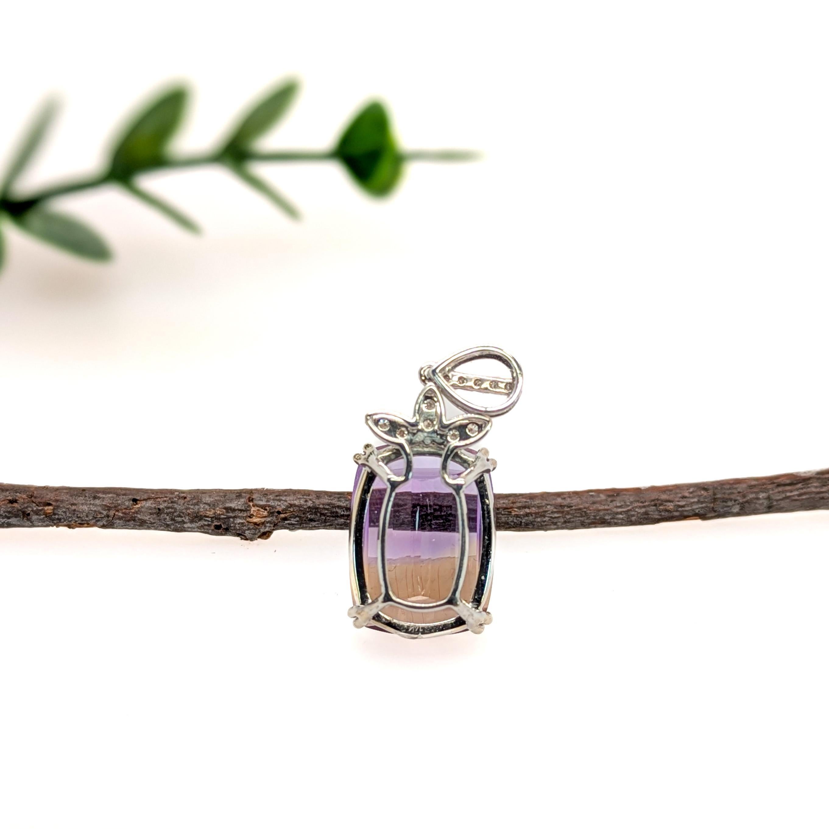10.3 Carat Ametrine Pendant with Diamond Accents in Solid 14K Gold  CU 16x12mm In New Condition In Columbus, OH