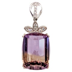 10.3 Carat Ametrine Pendant with Diamond Accents in Solid 14K Gold  CU 16x12mm