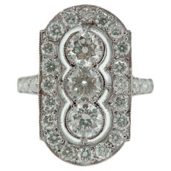 1.03 Carat Art Deco Style Diamond Ring in Plaque Setting, Platinum