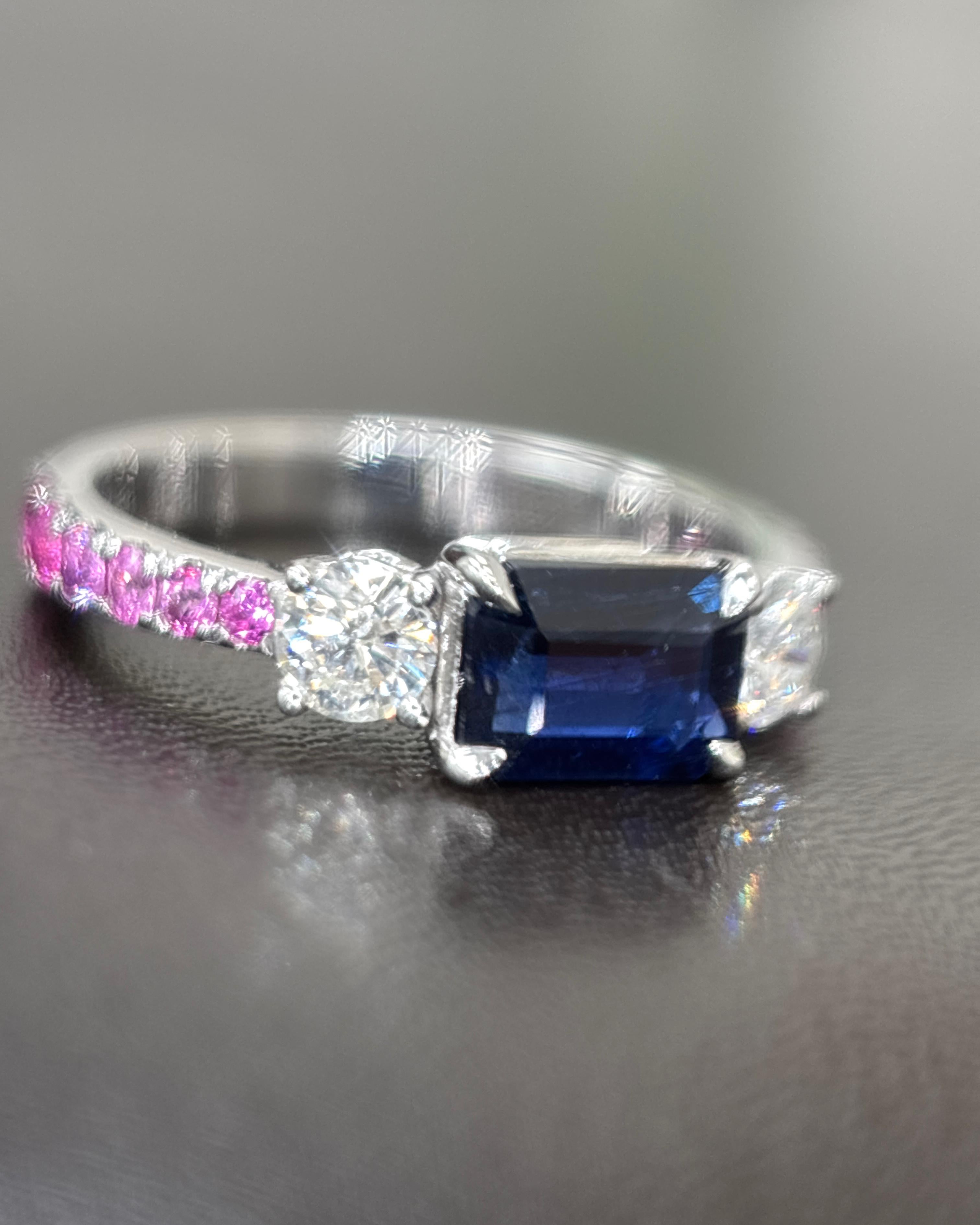 1,03 Quilates Zafiro Azul de Birmania Sin Calor Zafiro Rosa Diamante Blanco Anillo de Oro en venta 2