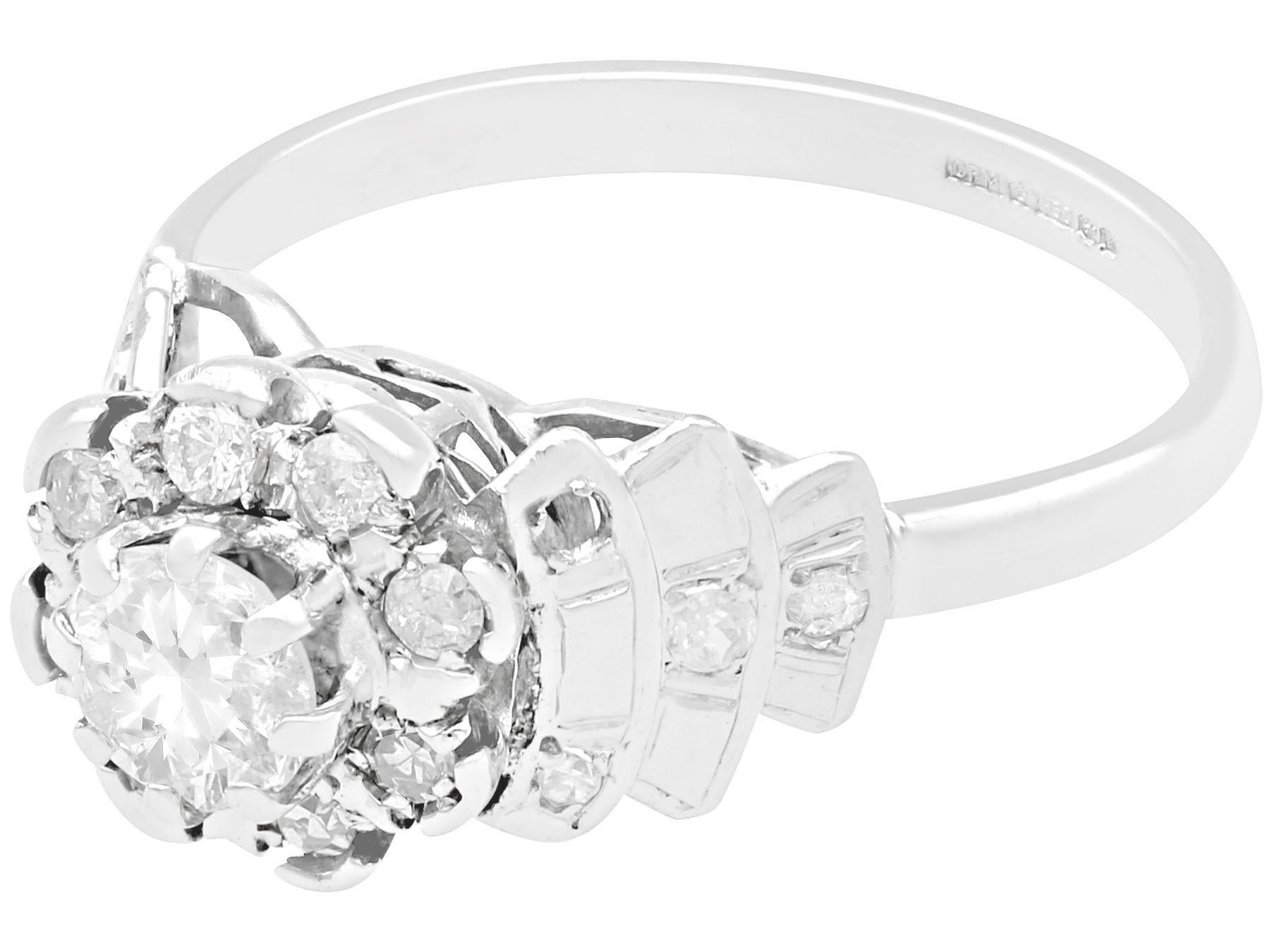 Round Cut Vintage 1.03 Carat Diamond and Platinum Cocktail Ring For Sale