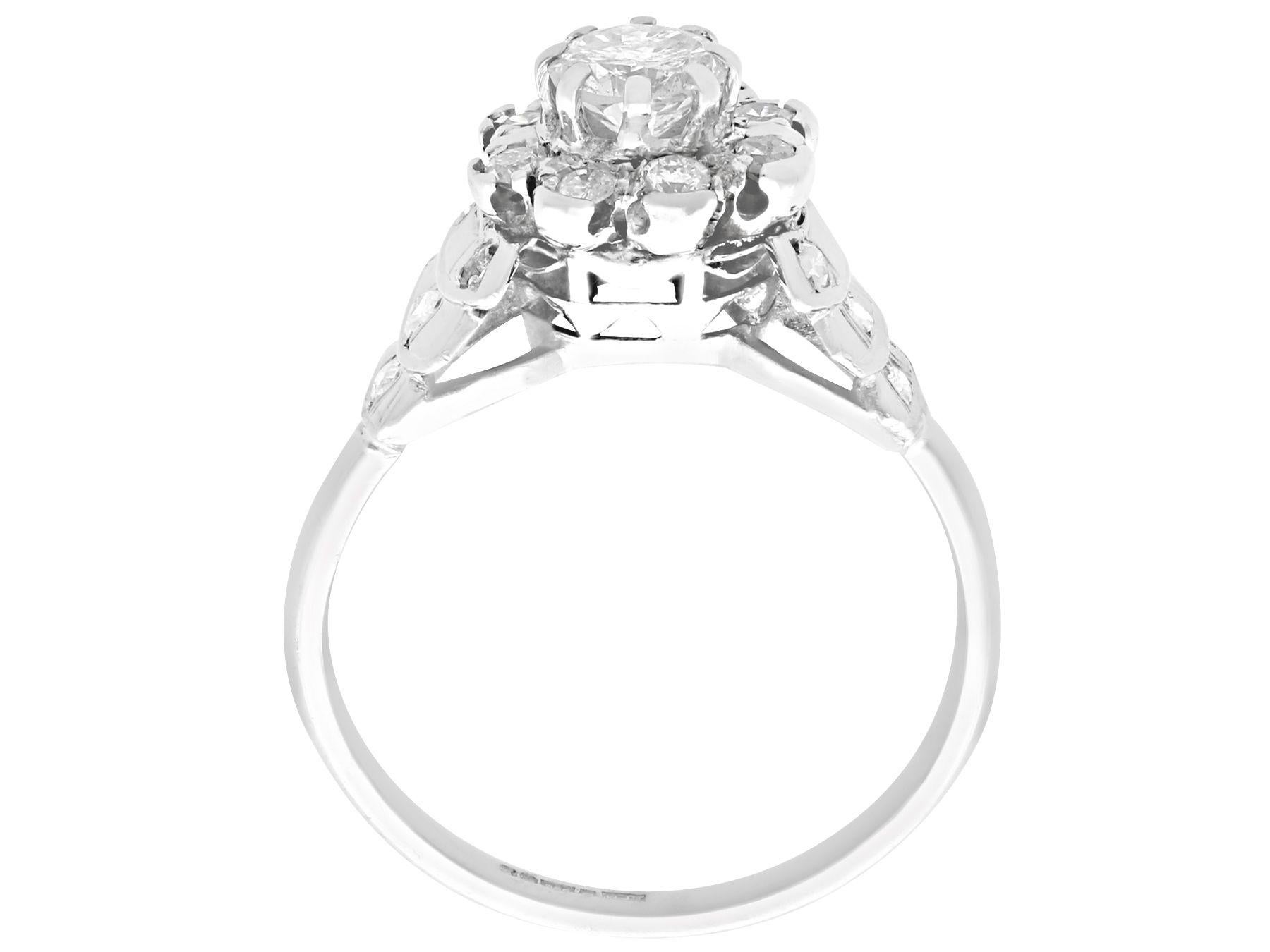 Women's Vintage 1.03 Carat Diamond and Platinum Cocktail Ring For Sale