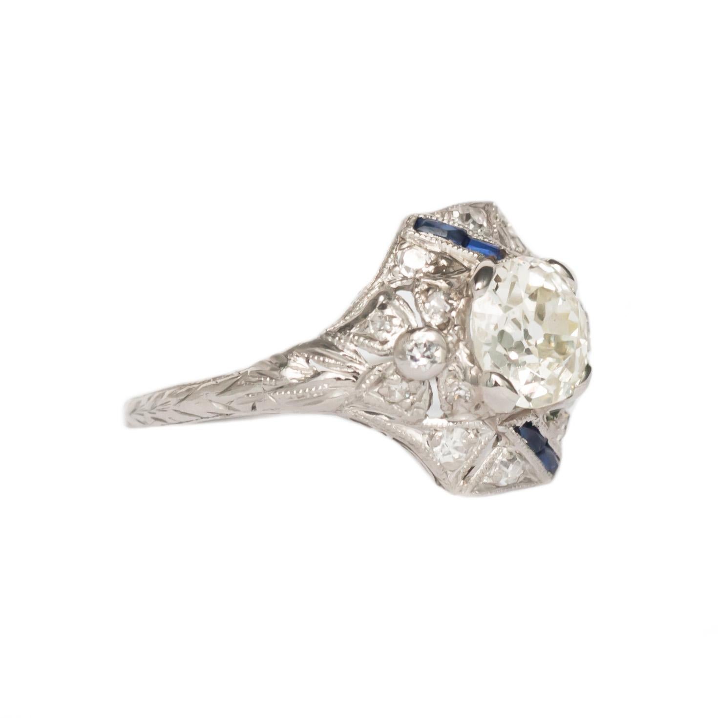 Art Deco 1.03 Carat Diamond Platinum Engagement Ring For Sale