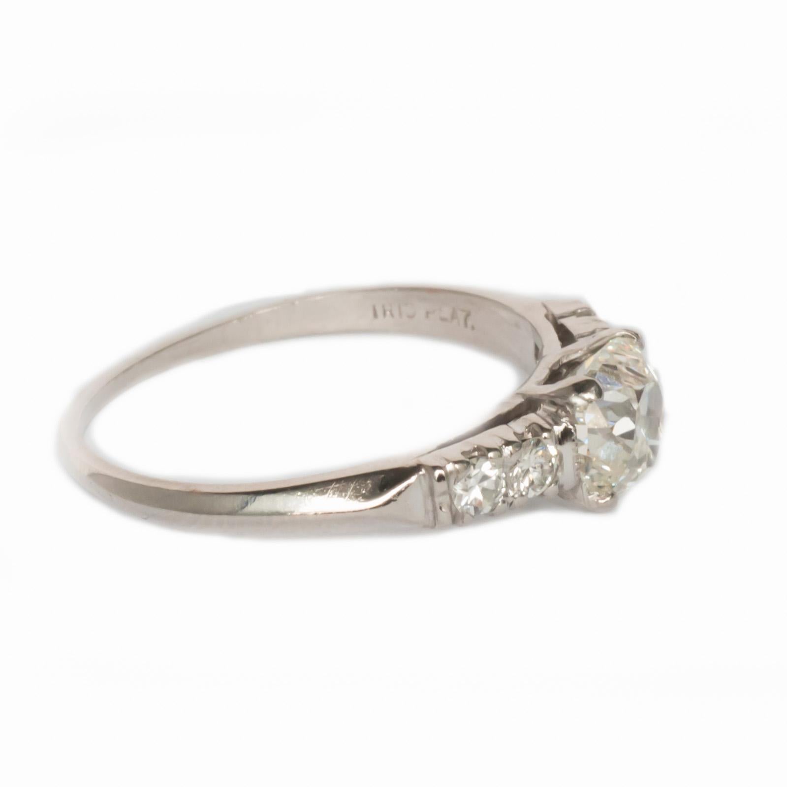Art Deco 1.03 Carat Diamond Platinum Engagement Ring For Sale