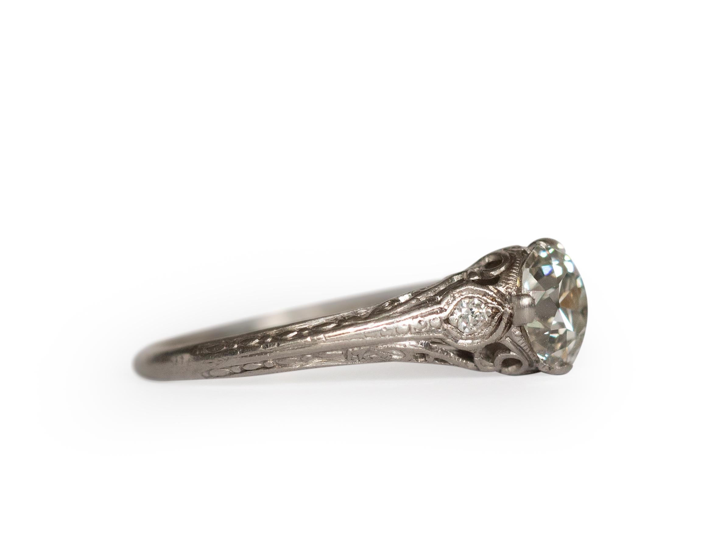 Edwardian 1.03 Carat Diamond Platinum Engagement Ring For Sale