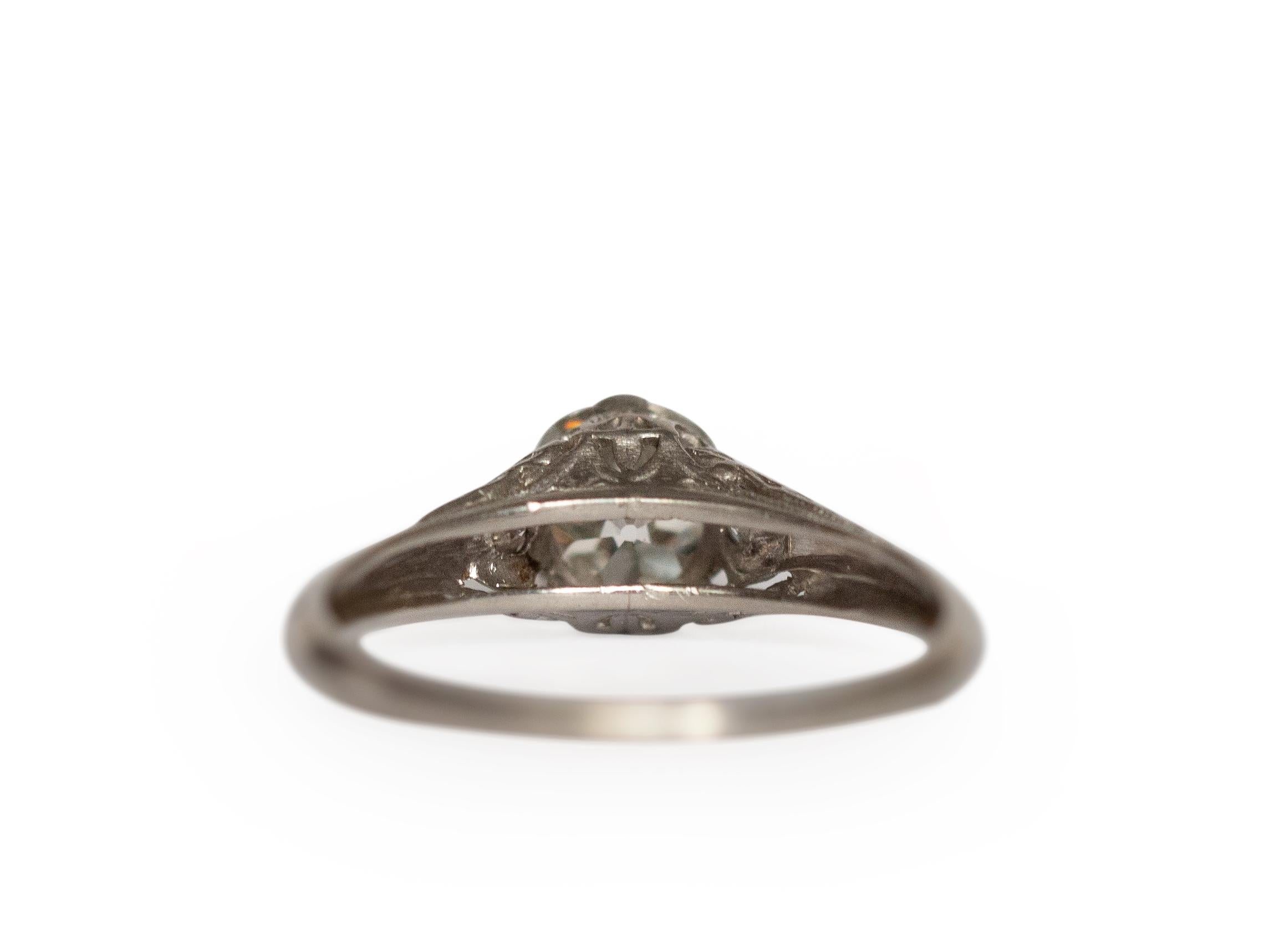 Antique Cushion Cut 1.03 Carat Diamond Platinum Engagement Ring For Sale