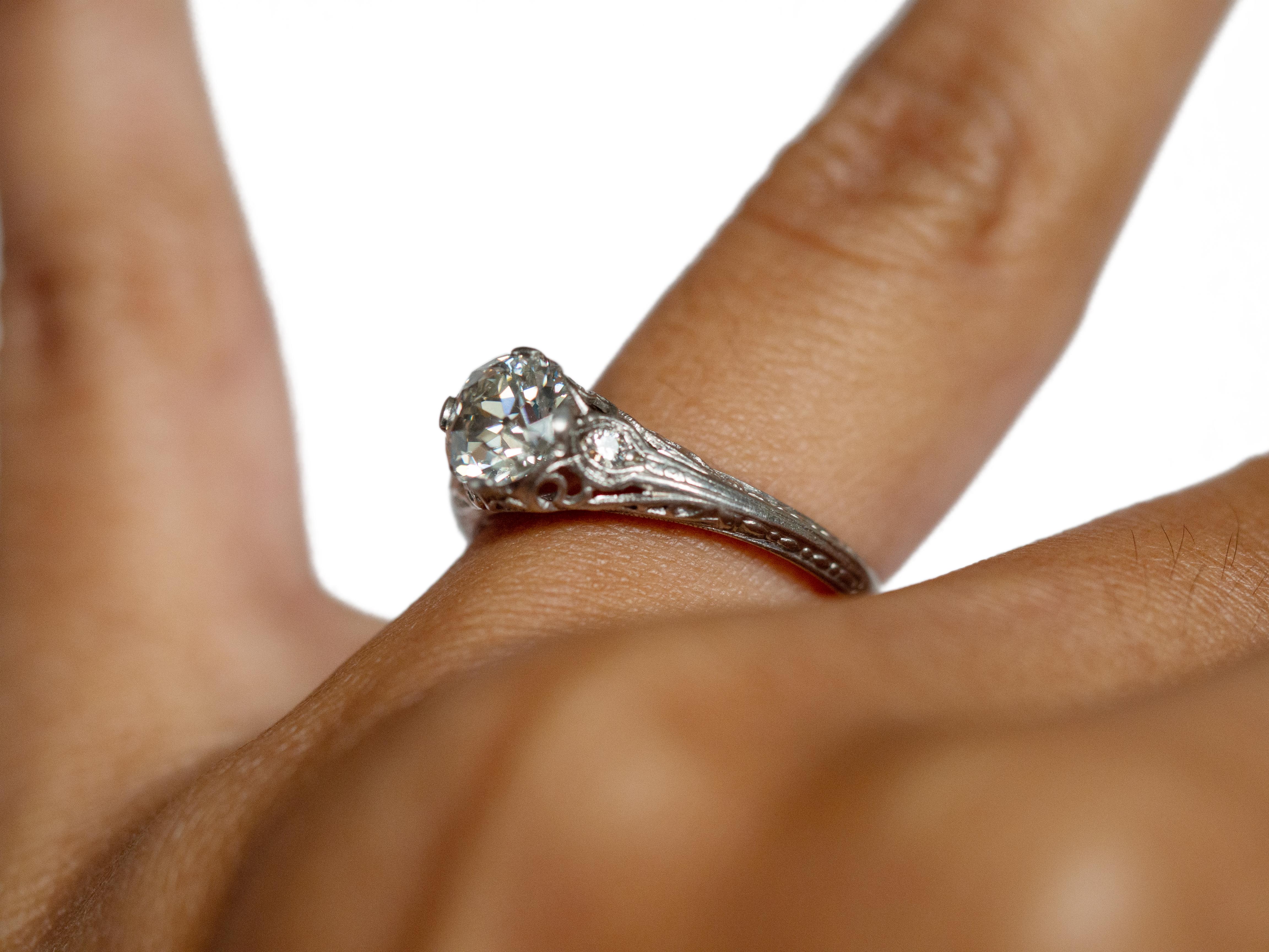 1.03 Carat Diamond Platinum Engagement Ring For Sale 1