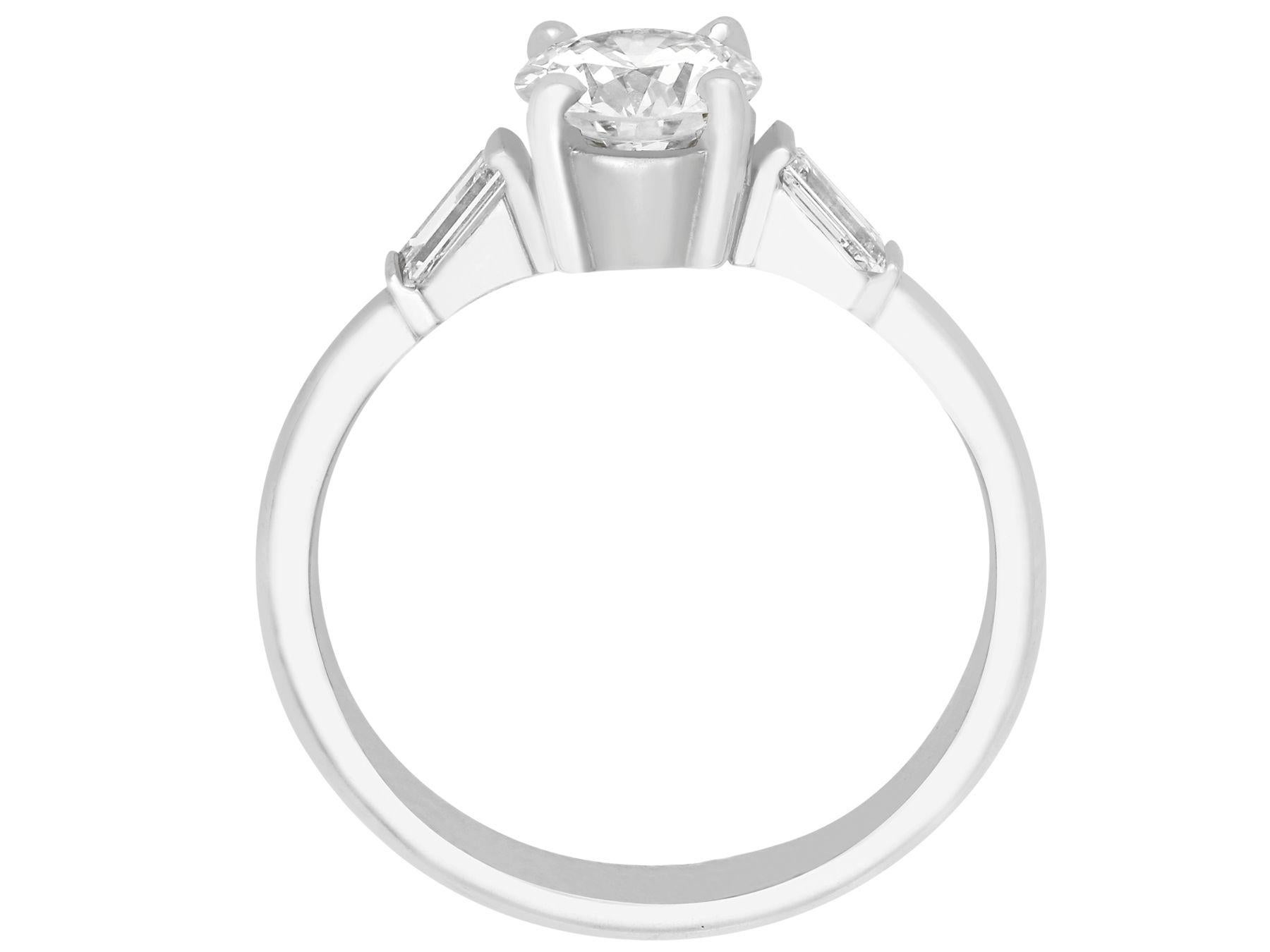 Round Cut 1.03 Carat Diamond Platinum Solitaire Engagement Ring - Art Deco Style For Sale