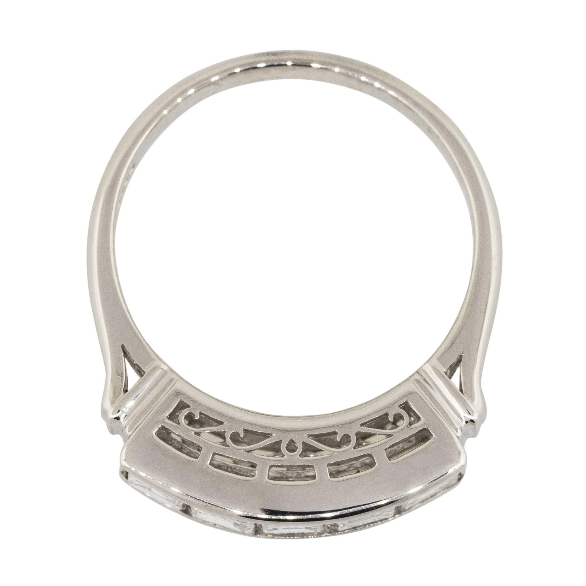 Women's or Men's 1.03 Carat Emerald Cut Diamond Five-Stone Ring Platinum in Stock