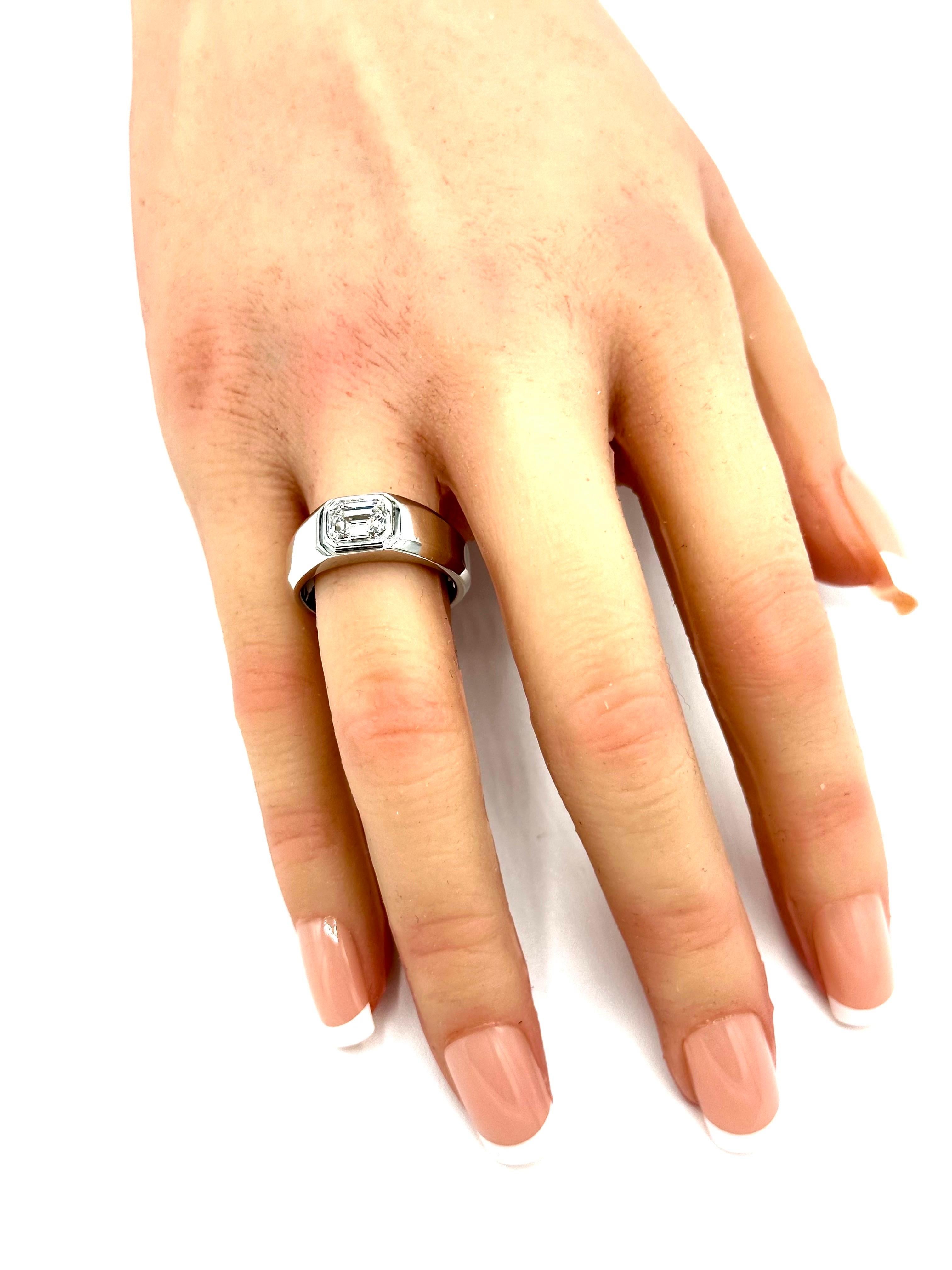 1.03 Carat Emerald Cut Diamond Tiffany & Co. Charles Tiffany Platinum Men's Ring 5