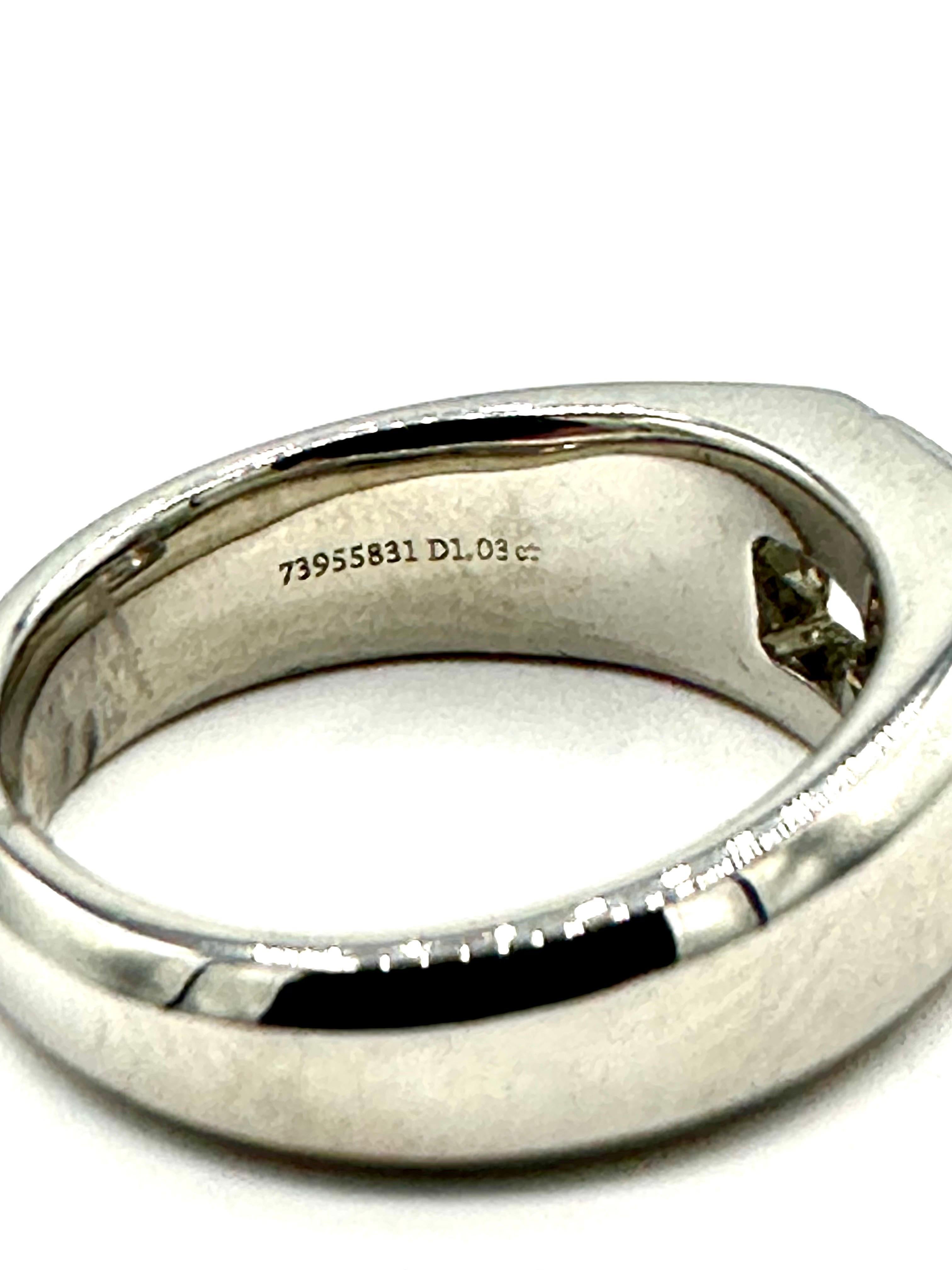1.03 Carat Emerald Cut Diamond Tiffany & Co. Charles Tiffany Platinum Men's Ring For Sale 2