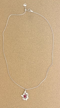 1.03 Carat N0-Heat Ruby Diamond Drop Platinum Pendant, GIA Certified