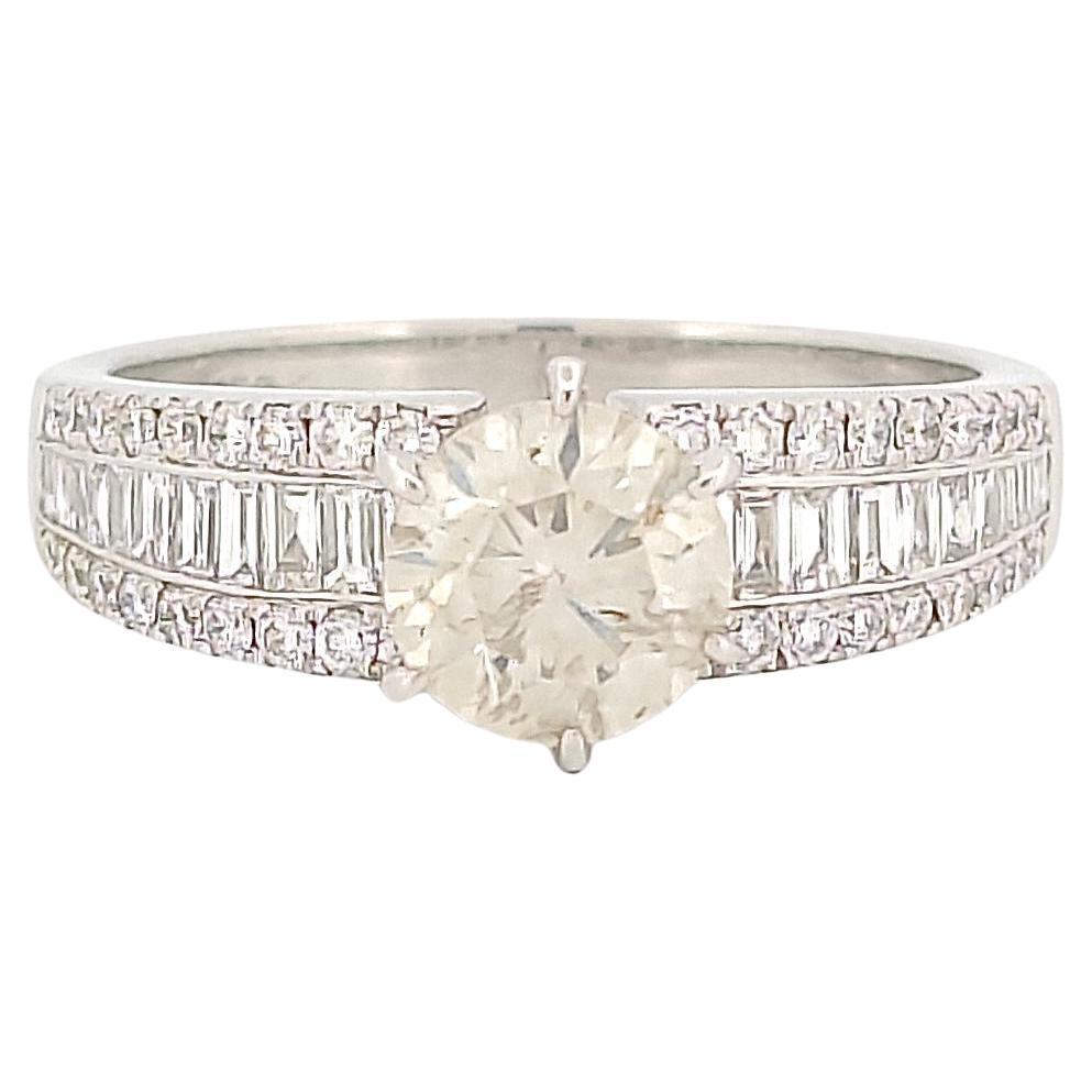 1.03 Ct Natural Diamond Solitaire Engagement Ring in 18K White Gold