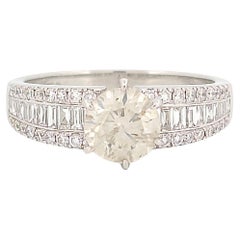 1.03 Ct Natural Diamond Solitaire Engagement Ring in 18K White Gold