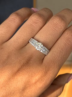 1.03 Carat Natural Diamond Solitaire Ring in 18K White Gold