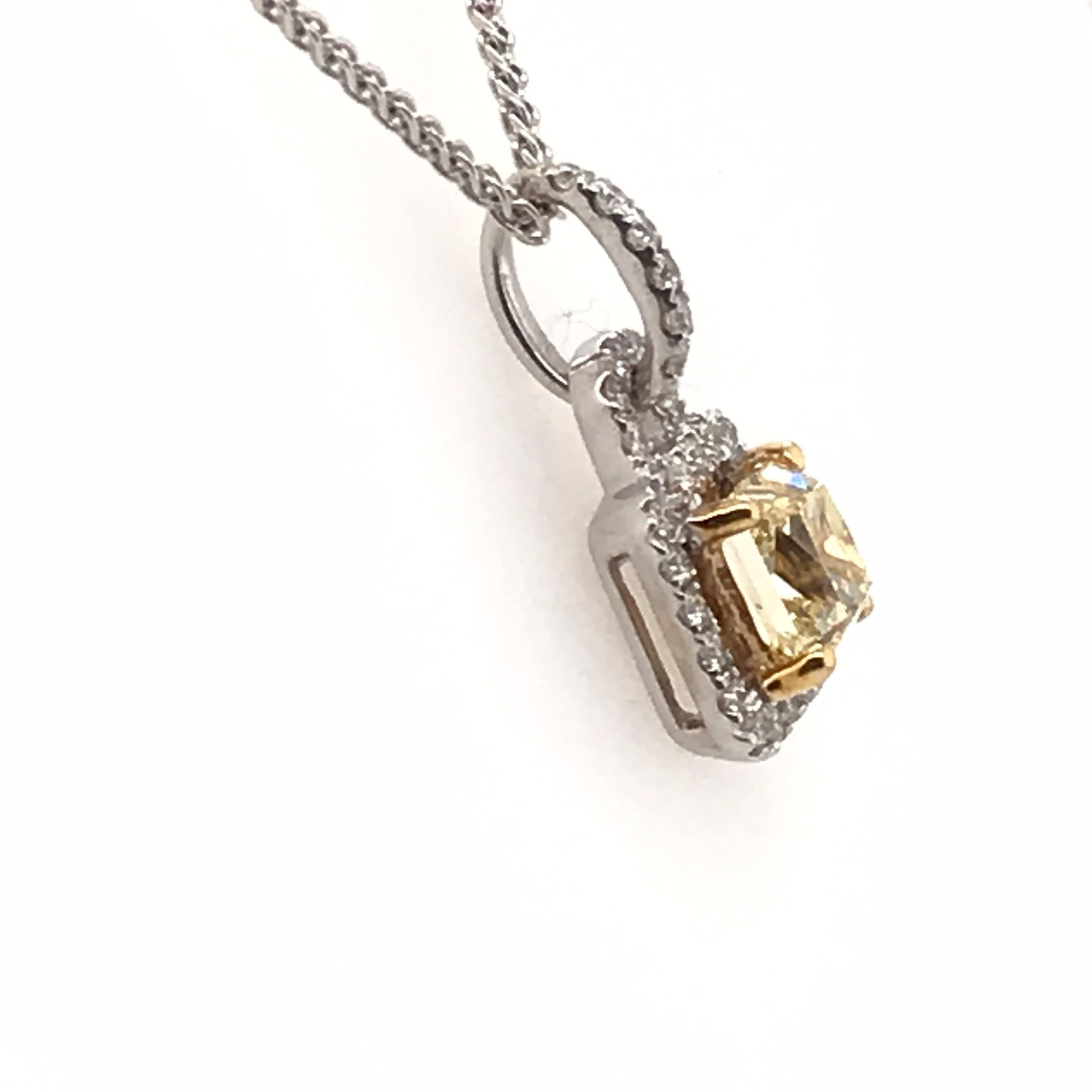Modern 1.03 Carat Natural Yellow Diamond Pendant For Sale