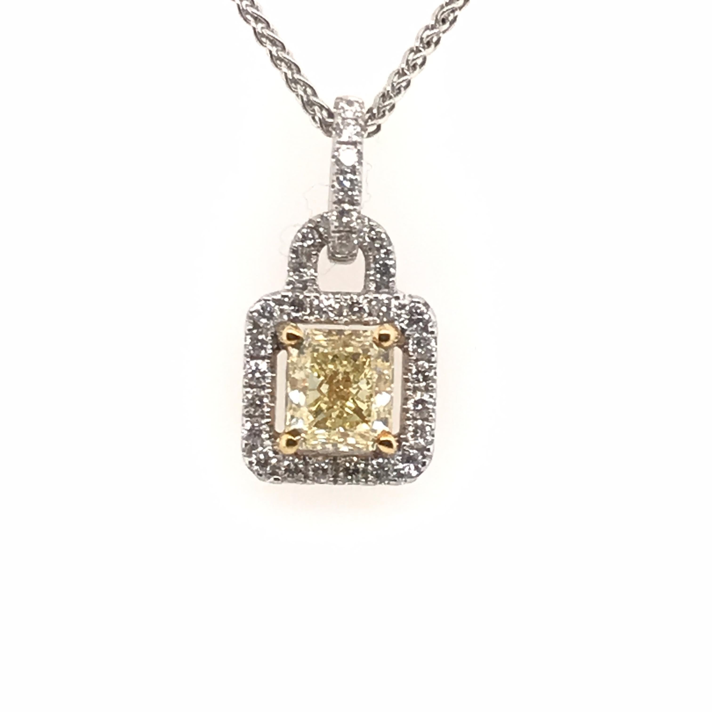 Women's 1.03 Carat Natural Yellow Diamond Pendant For Sale