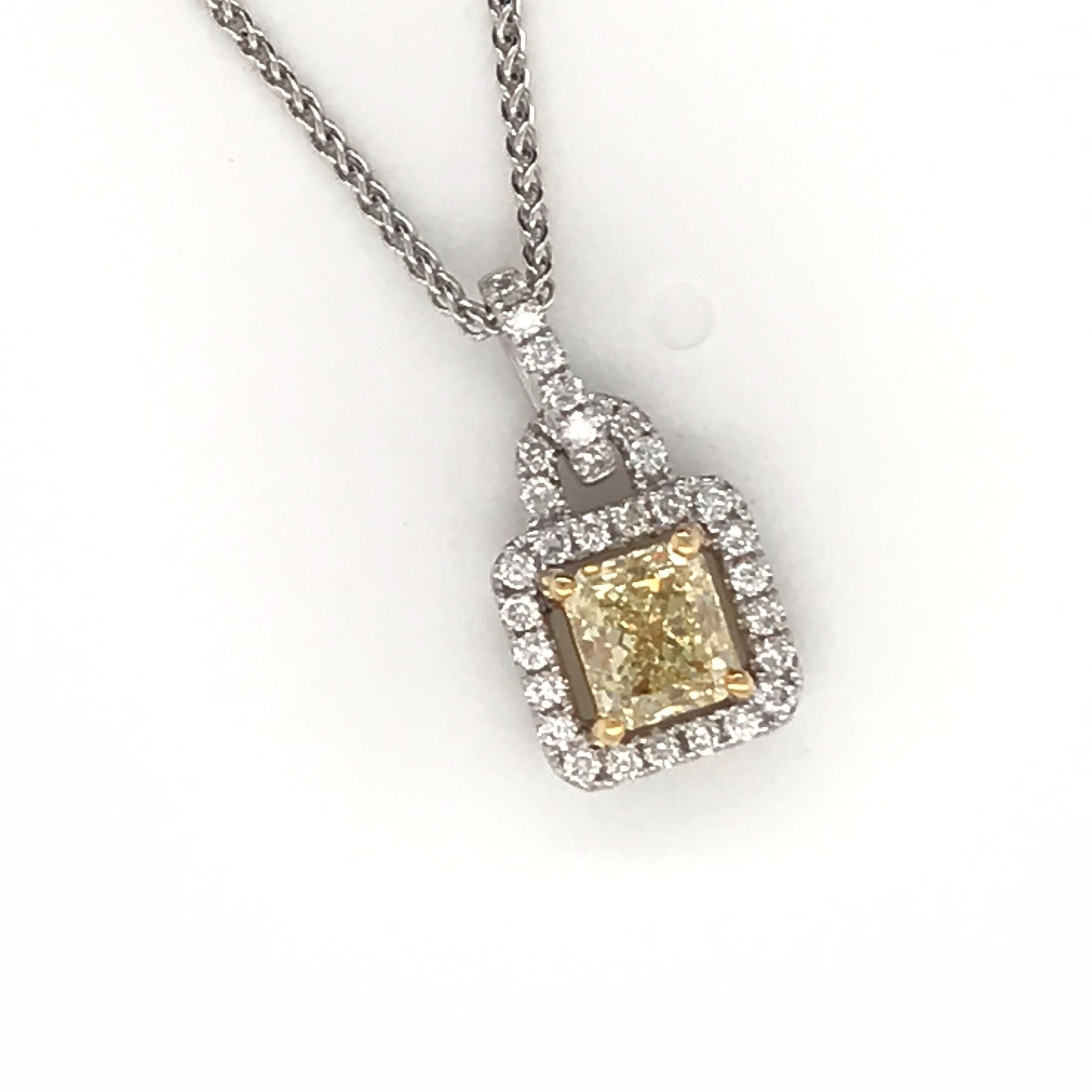 1.03 Carat Natural Yellow Diamond Pendant For Sale 1