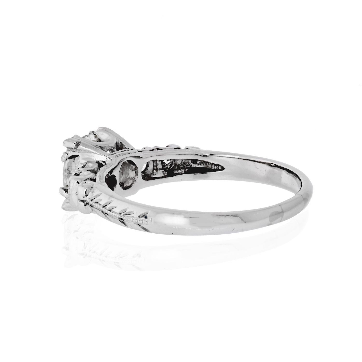 Modern 1.03 Carat Old European Cut Diamond J/VS2 GIA Engagement Ring For Sale