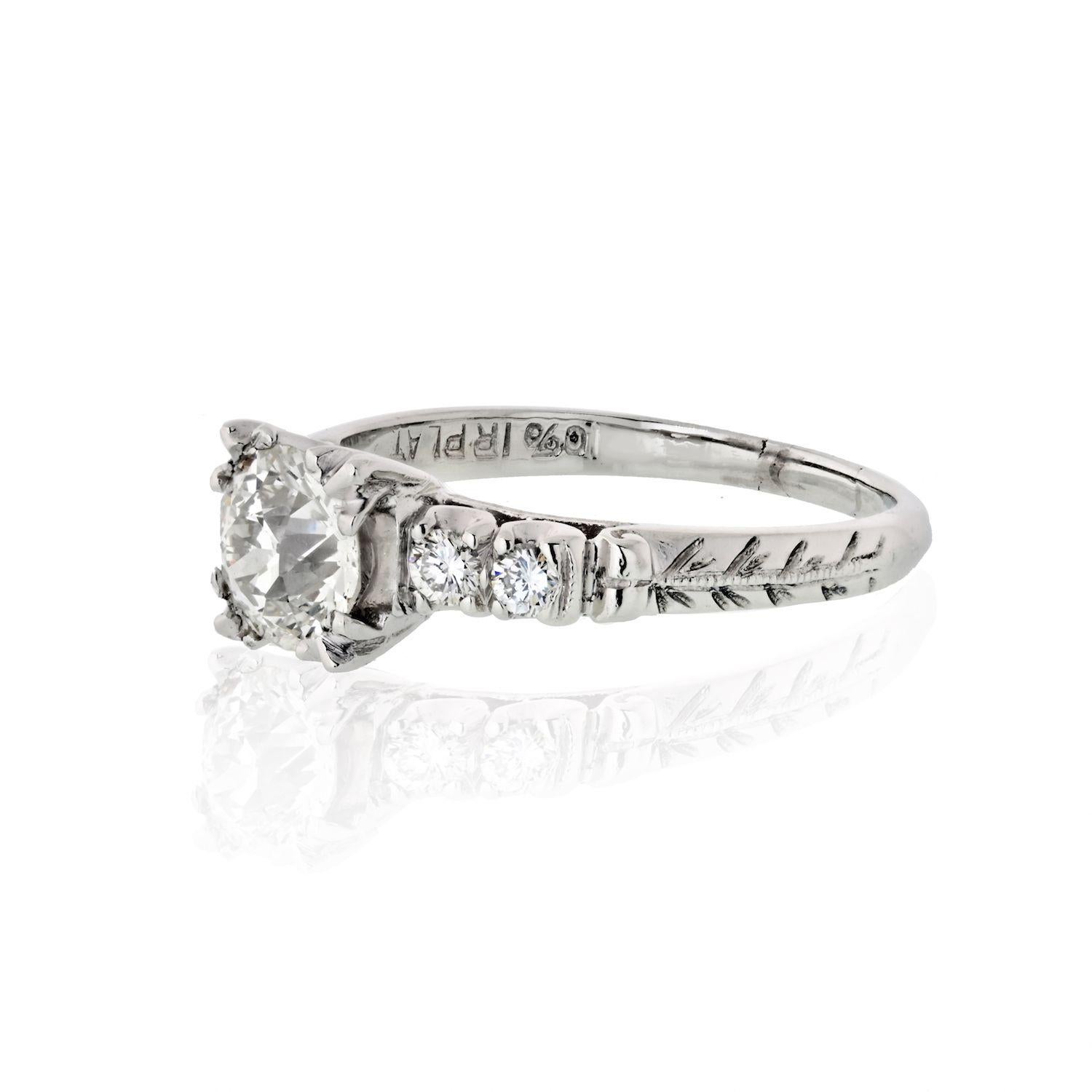 1.03 Carat Old European Cut Diamond J/VS2 GIA Engagement Ring For Sale 2