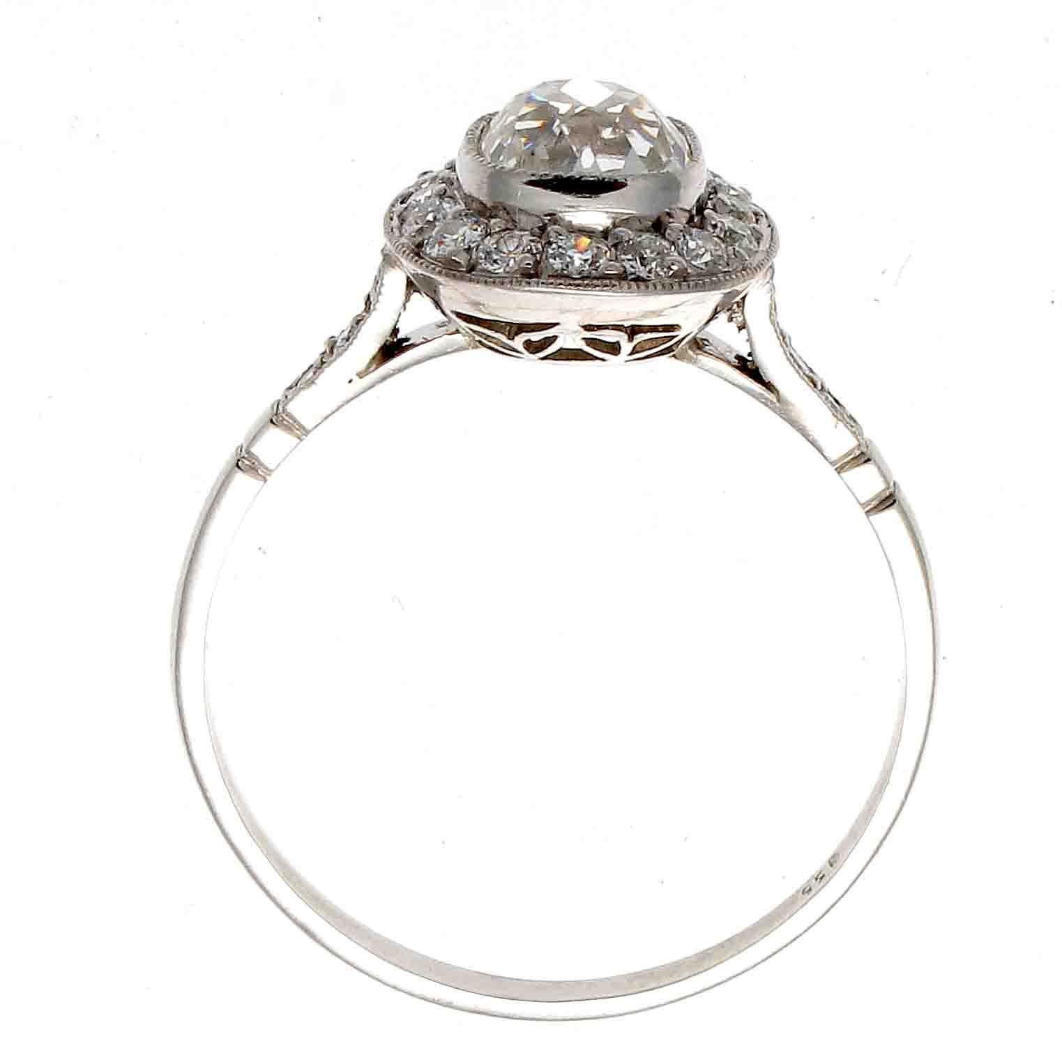 Art Deco 1.03 Carat Old Mine Cut Diamond Platinum Ring