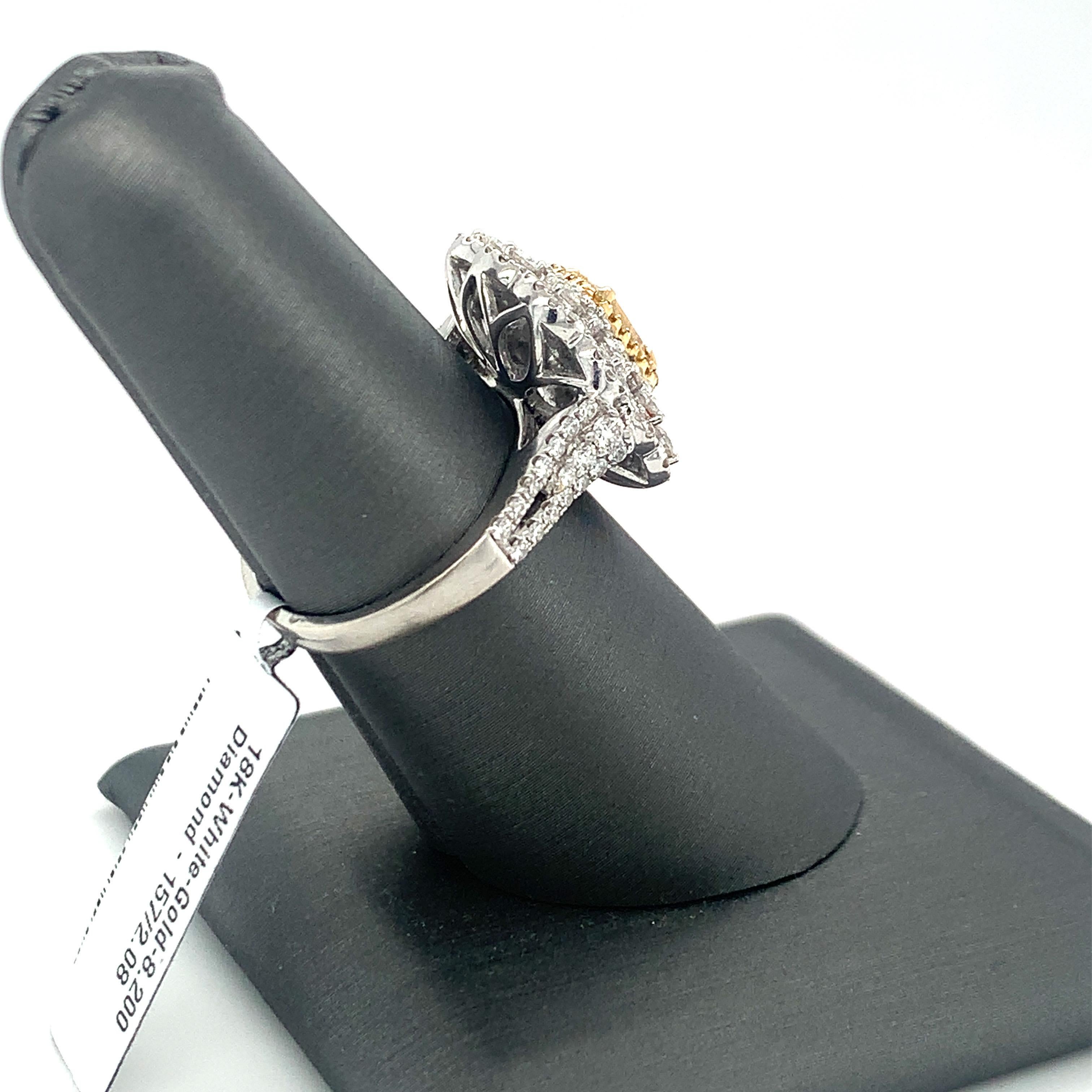 1.03 Carat Pear Cut Diamond White Gold Multi Layer Halo Cocktail Ring For Sale 2