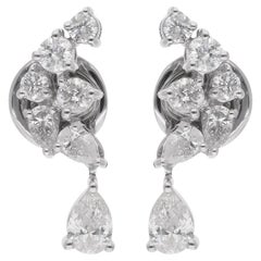 1,03 Karat birnenförmige
runde Diamant-Ohrringe aus 18 Karat massivem Weißgold feiner Schmuck