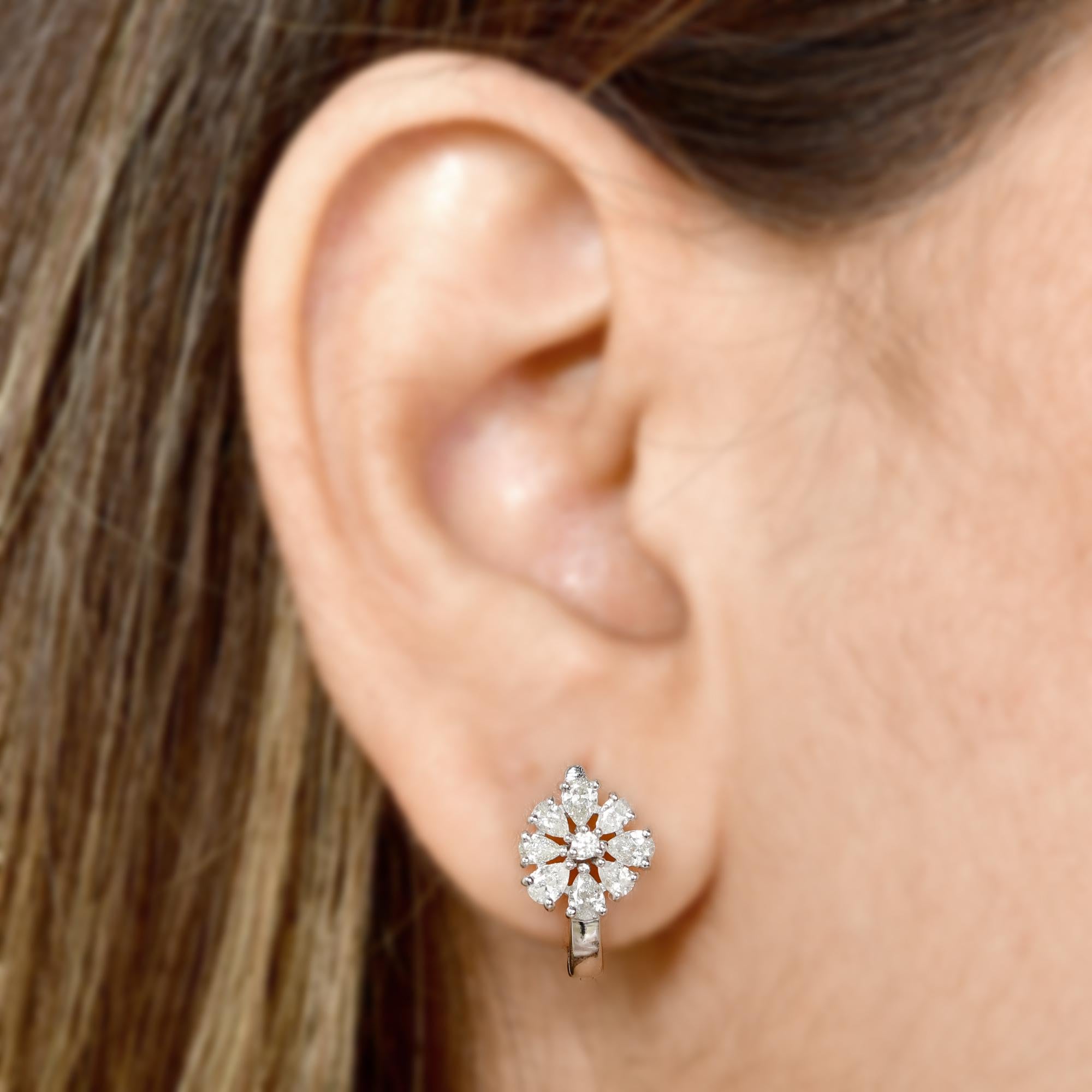 Modern 1.03 Carat Pear Shape Diamond Laver Back Earrings 18 Karat White Gold Jewelry For Sale