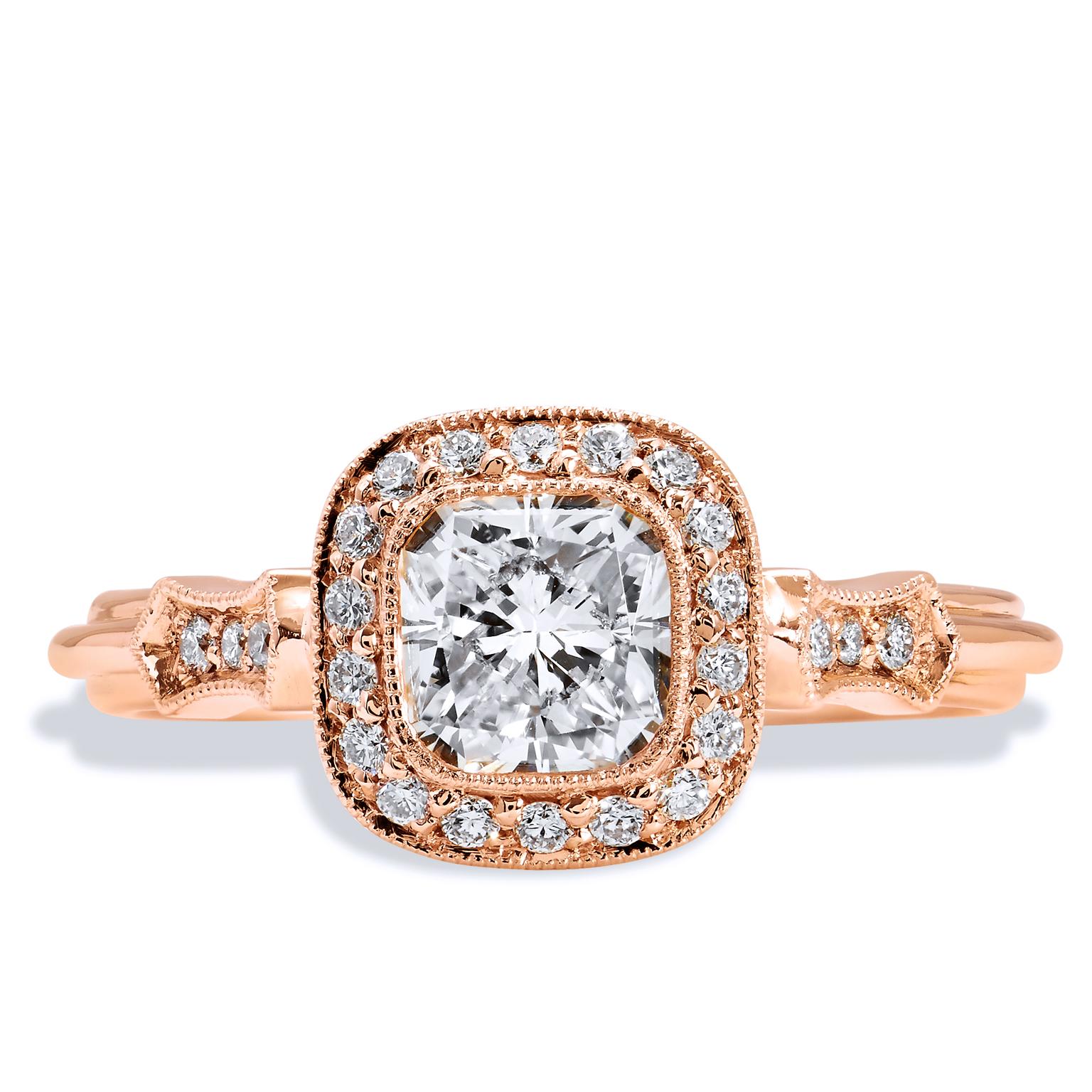 Verlobungsring aus zweifarbigem Gold mit GIA-zertifiziertem 1,03 Karat Diamant im Strahlenschliff im Zustand „Neu“ im Angebot in Miami, FL