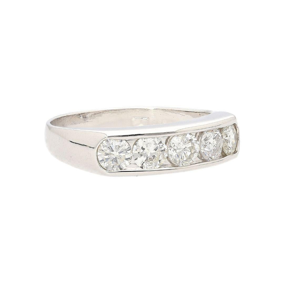 Women's 1.03 Carat Round-Cut Diamond in Platinum 900 Channel Setting Half-Eternity Ring For Sale