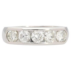 1.03 Carat Round-Cut Diamond in Platinum 900 Channel Setting Half-Eternity Ring