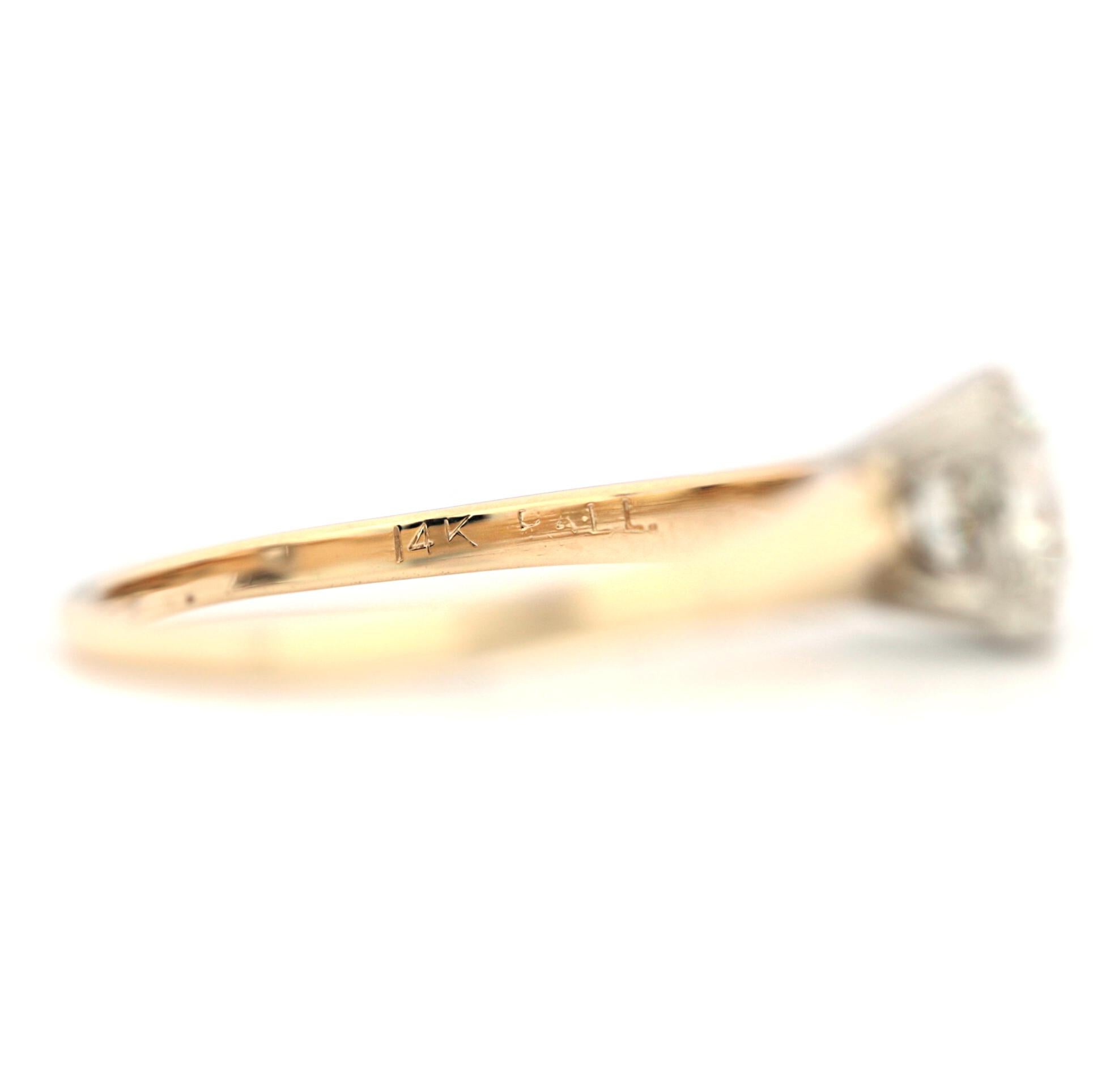 Old European Cut 1.03 Carat Round Old European Diamond Vintage Engagement Ring For Sale
