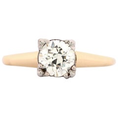 1.03 Carat Round Old European Diamond Vintage Engagement Ring