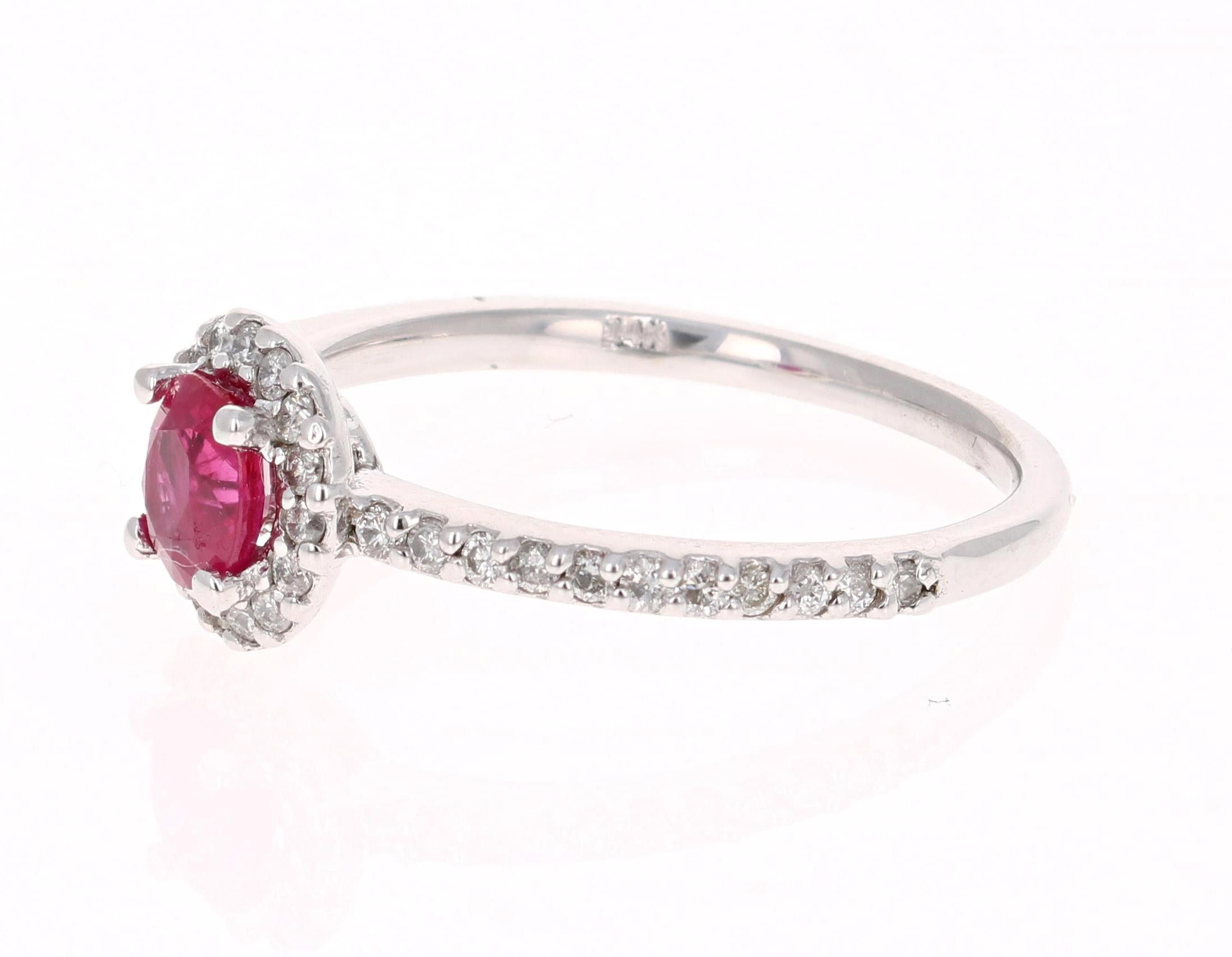 1.03 Carat Ruby Diamond 14 Karat White Gold Ring (Moderne)